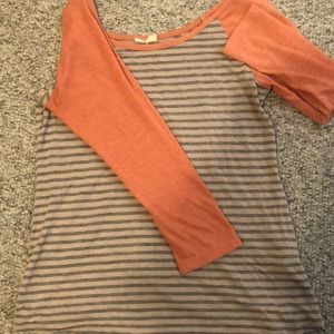 striped grey and pink shirt